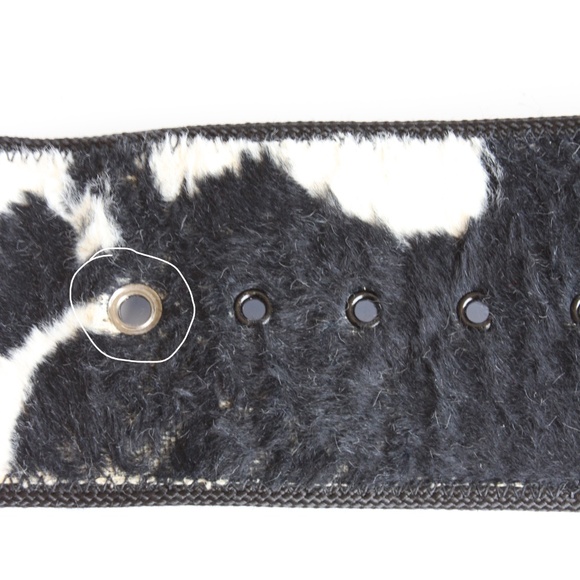 Vintage Norma Kamali OMO Cow Print Wide Belt Black White Faux Fur Leather 90s main image 15